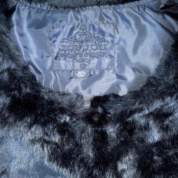 Y2k goth punk inspired JOUJOU black faux fur vest womens size XL - Picture 5 of 8